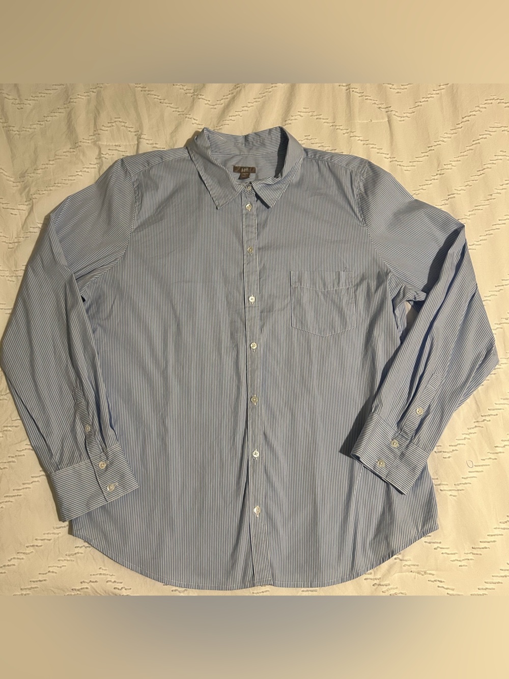 J.Jill Women’s Button Down Shirt Stretch Pinstripe Long Sleeve Preppy Career L